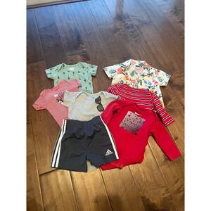 Baby‎ Clothes Bundle: Adidas Shorts Nike Bodysuit Floral Top Newborn Infant